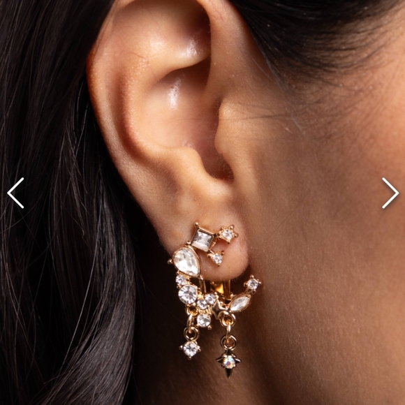 Clip-on Earrings Fantastical Fashion Gold Crescent π Moon NWT - Picture 2 of 4